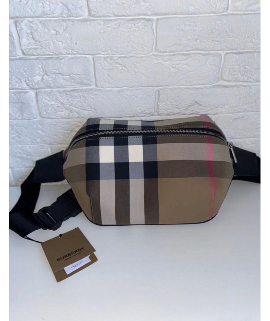 BURBERRY Коричневая тканевая сумка на плечо, фото 4