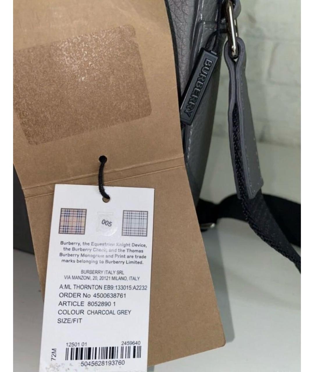 BURBERRY Серая кожаная сумка на плечо, фото 4