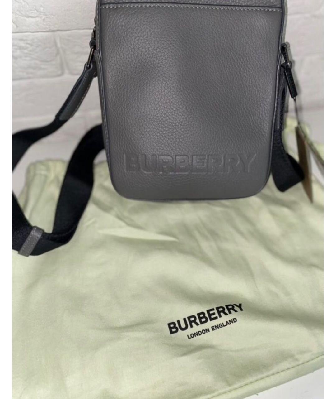 BURBERRY Серая кожаная сумка на плечо, фото 5