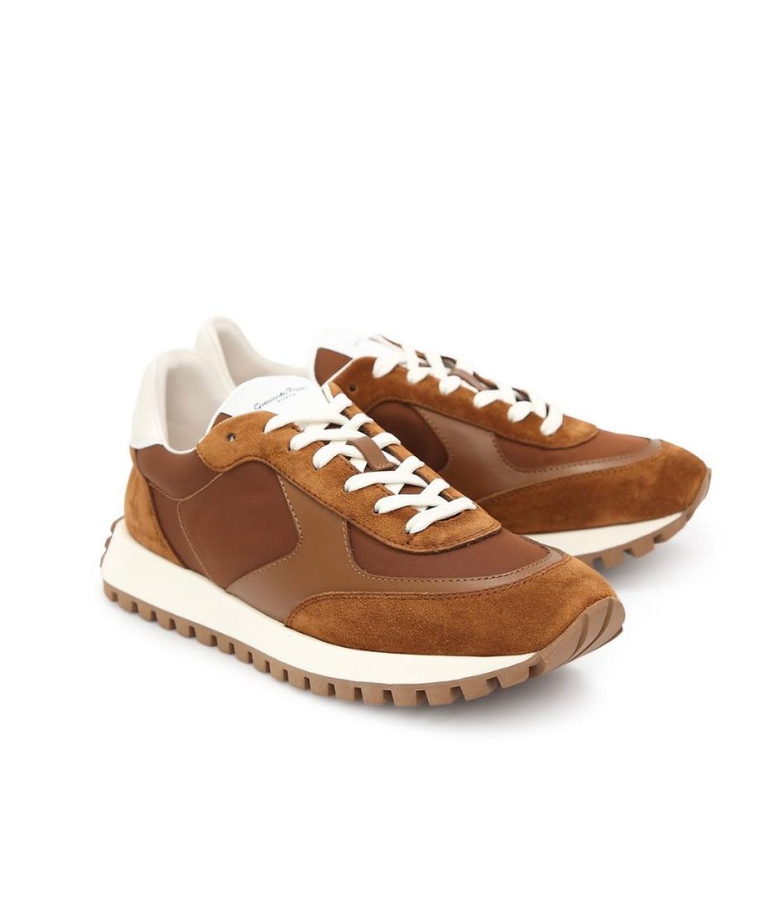 GIANVITO ROSSI Коричневые замшевые кроссовки, фото 2