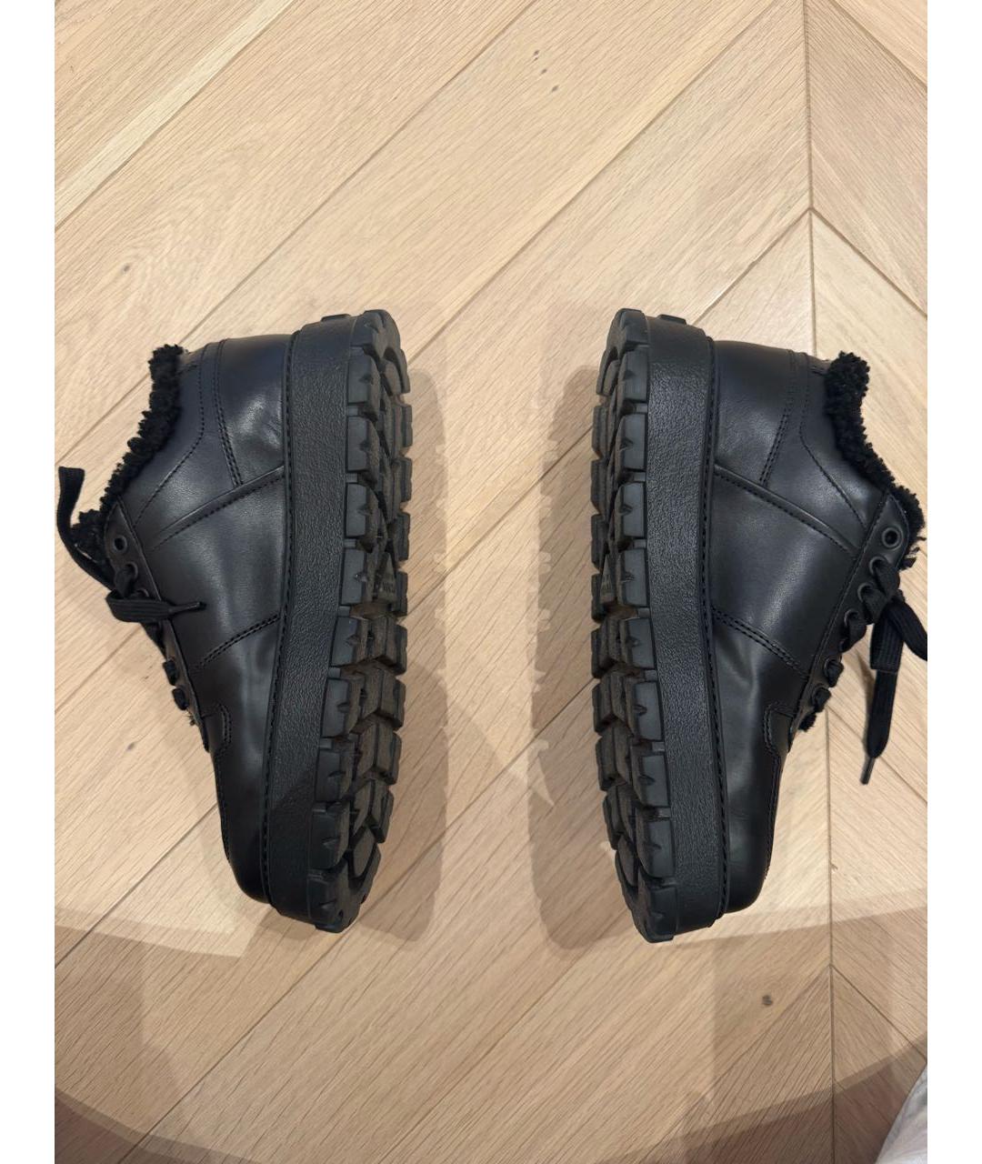 PRADA Черные кожаные кроссовки, фото 3
