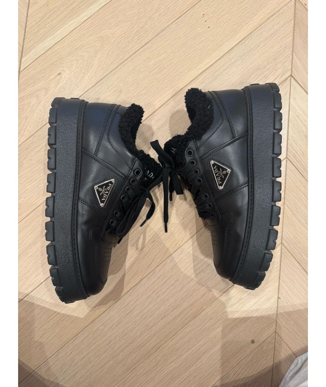 PRADA Черные кожаные кроссовки, фото 5
