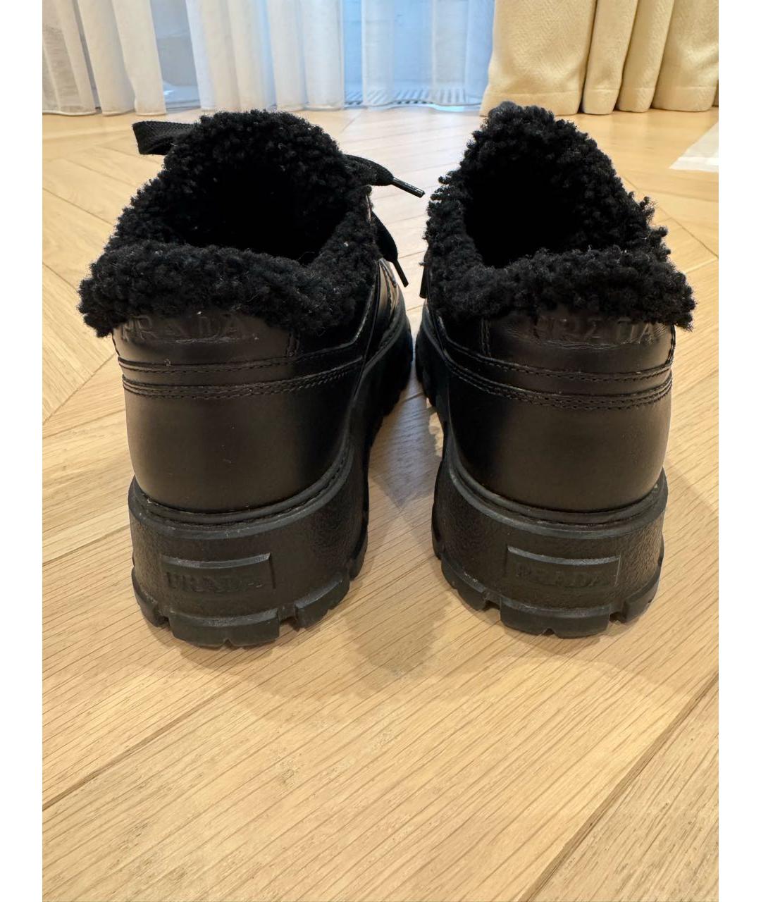 PRADA Черные кожаные кроссовки, фото 4