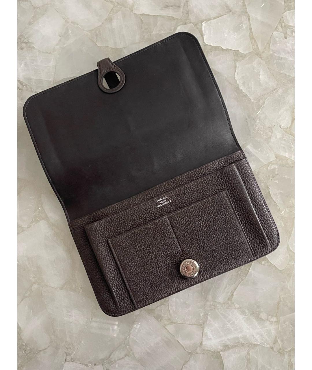 HERMES Фиолетовый кожаный кошелек, фото 4