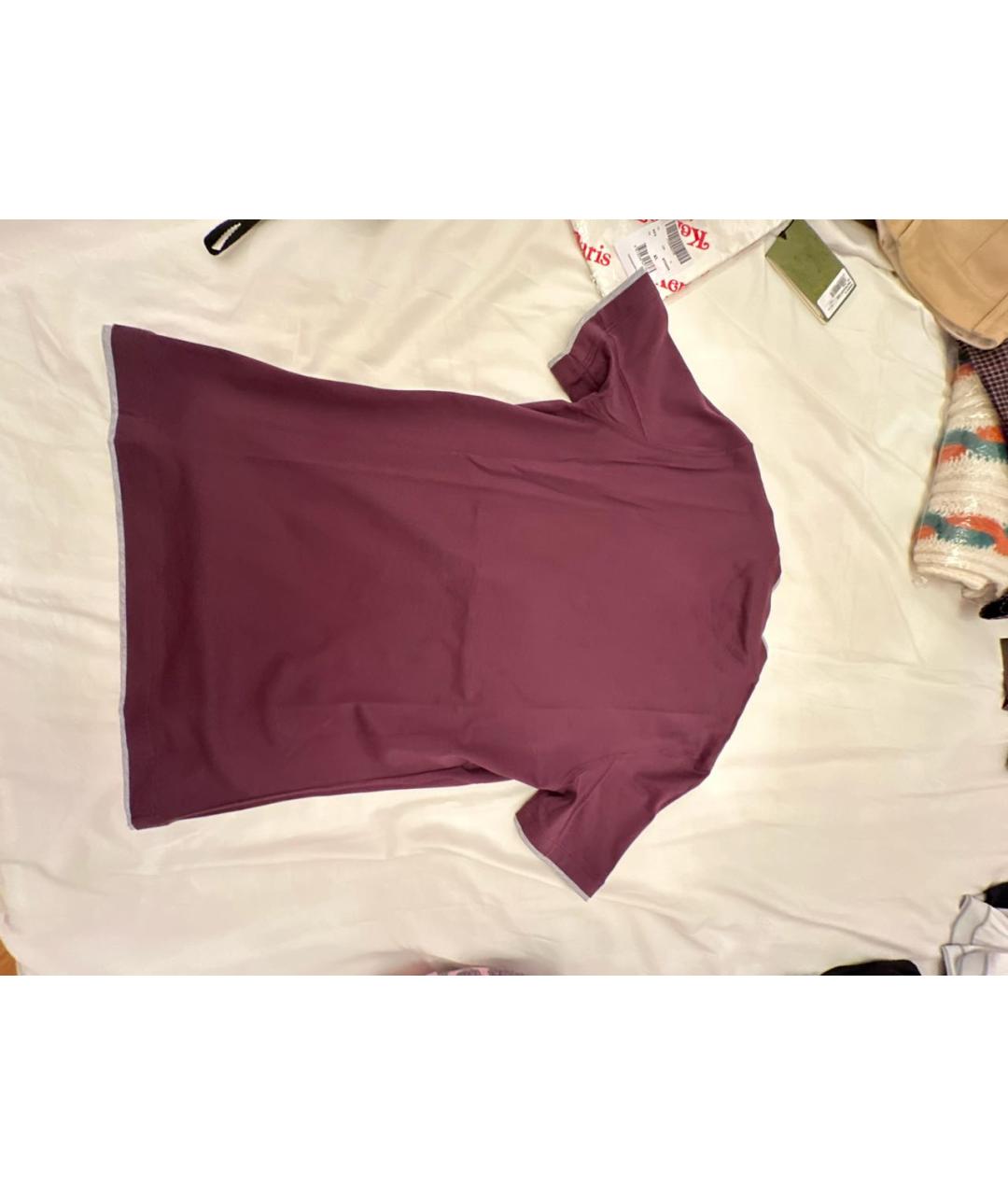 BRUNELLO CUCINELLI Бордовая хлопковая футболка, фото 6