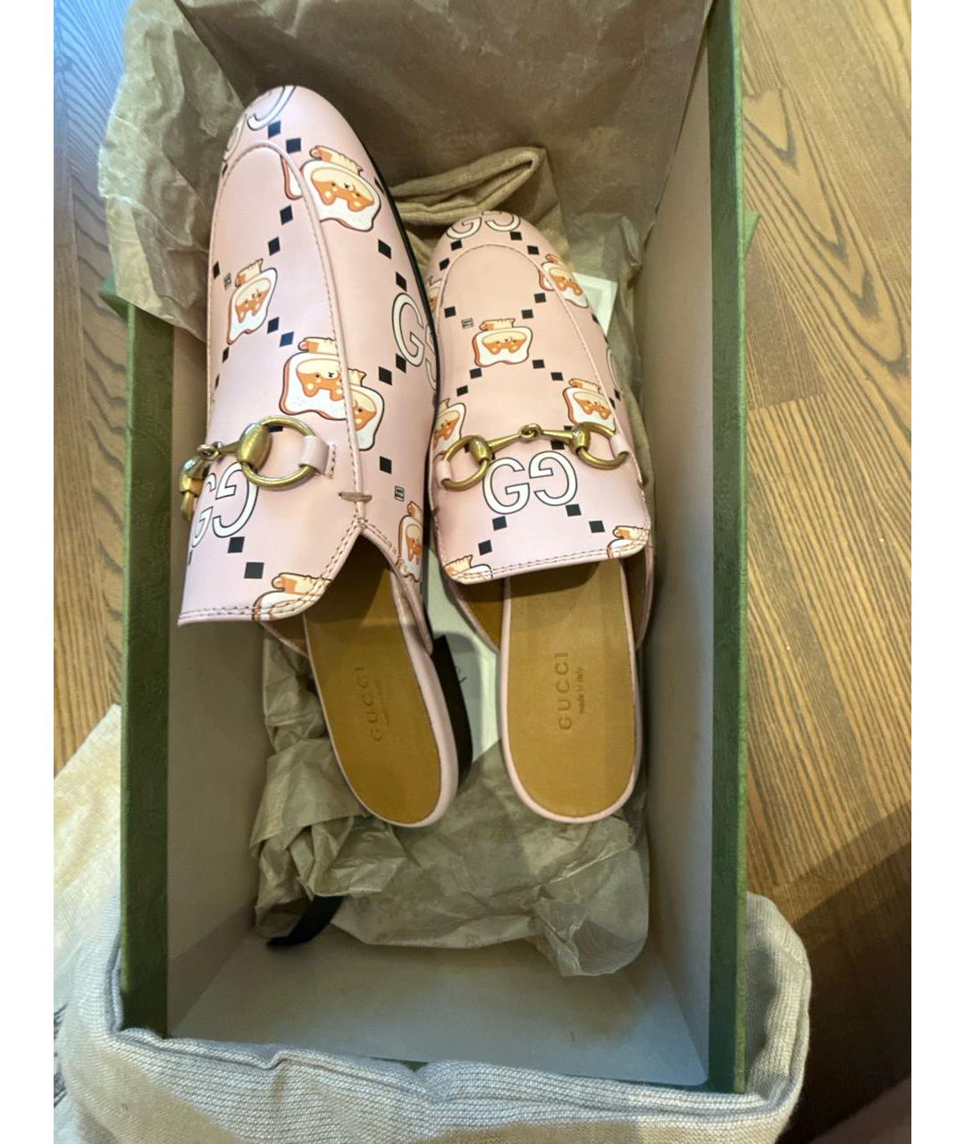 GUCCI Розовые кожаные мюли, фото 2