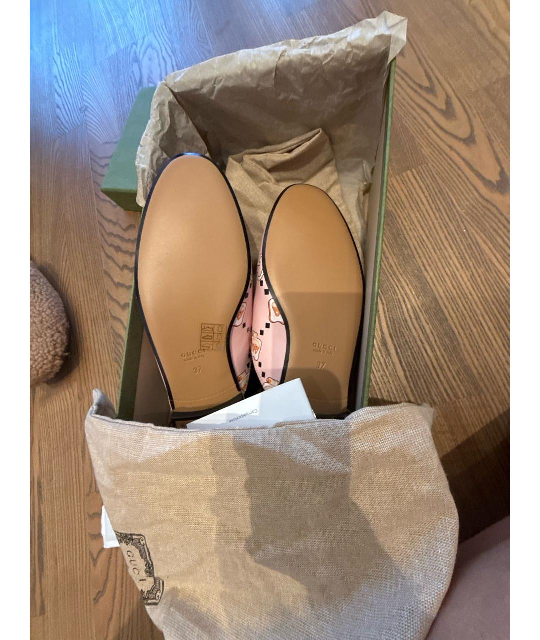 GUCCI Розовые кожаные мюли, фото 3