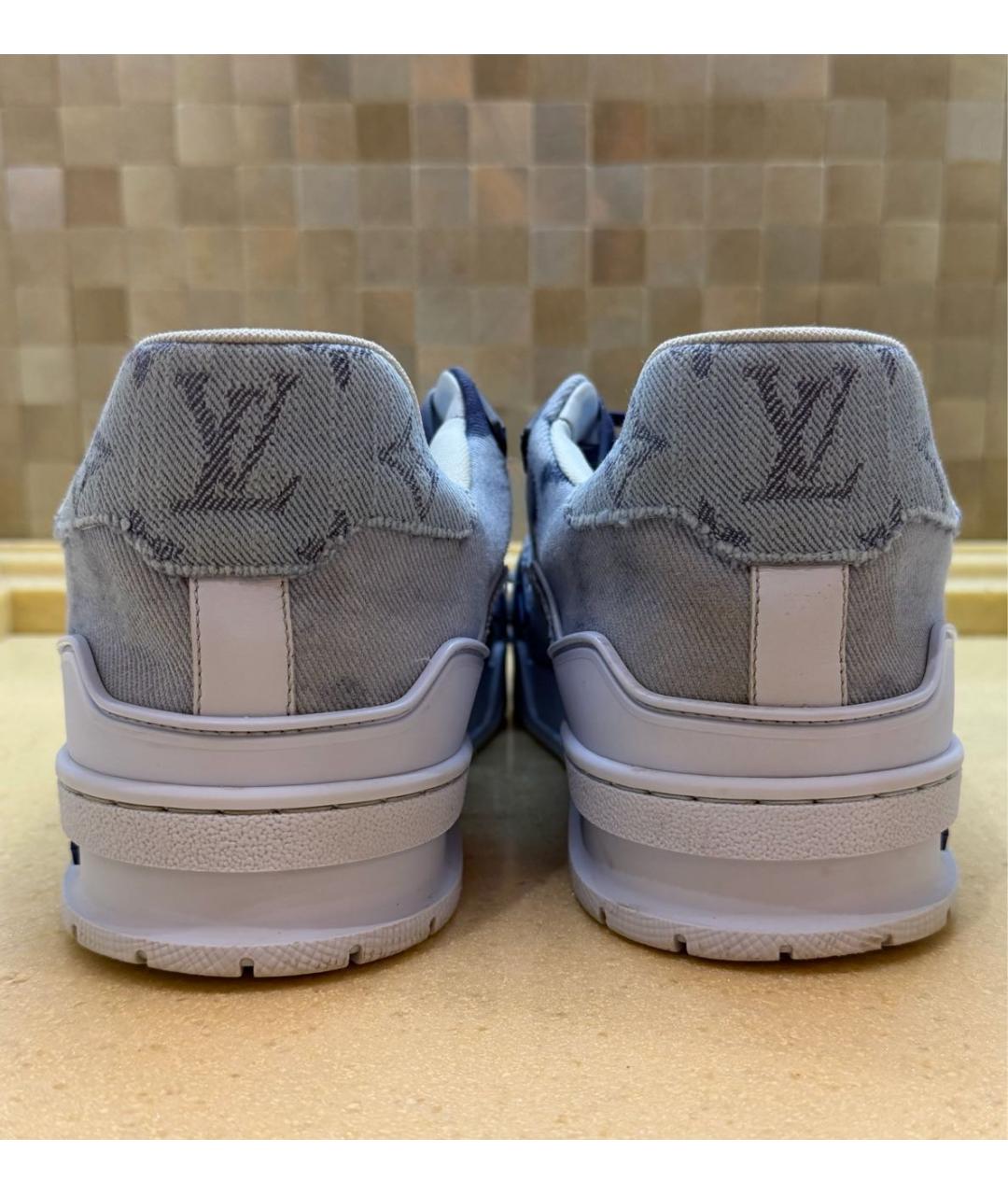 LOUIS VUITTON Голубые текстильные низкие кроссовки / кеды, фото 4