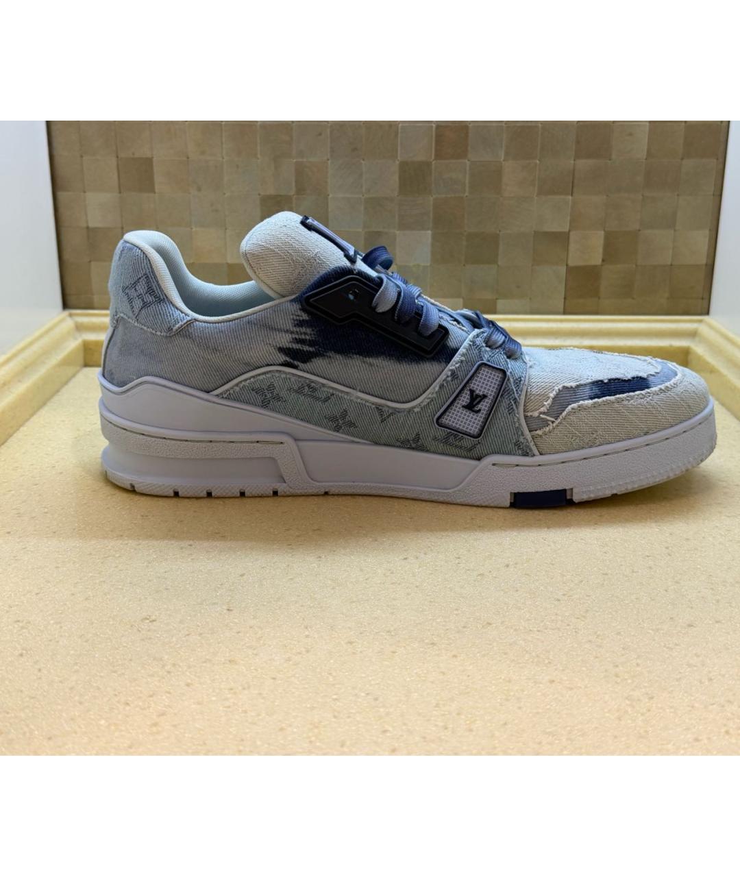 LOUIS VUITTON Голубые текстильные низкие кроссовки / кеды, фото 5