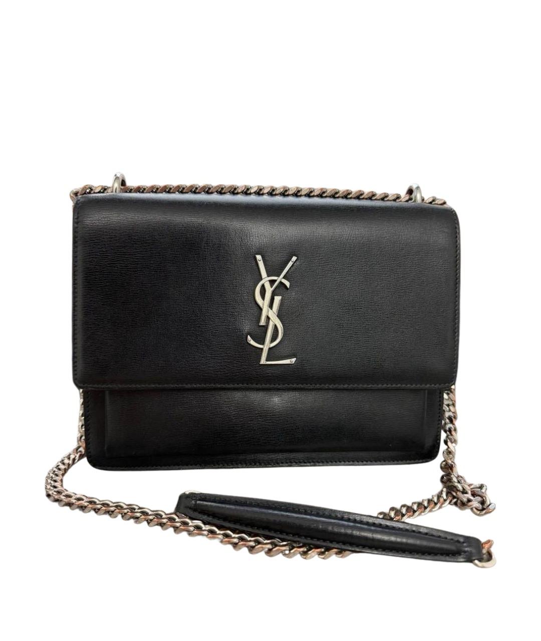 SAINT LAURENT Черная кожаная сумка через плечо, фото 1