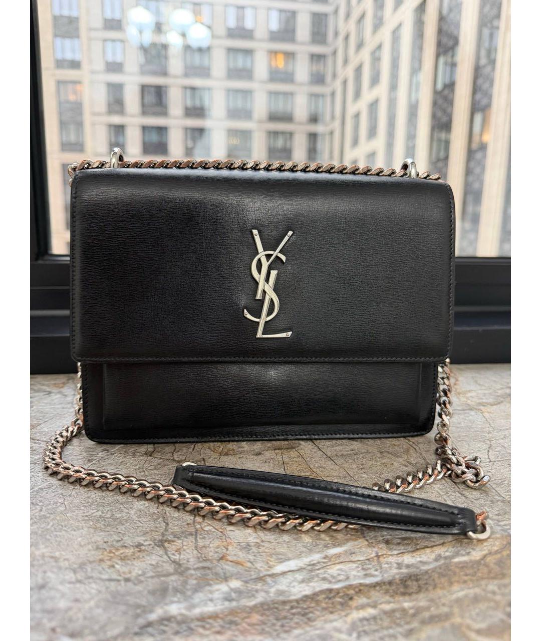 SAINT LAURENT Черная кожаная сумка через плечо, фото 8