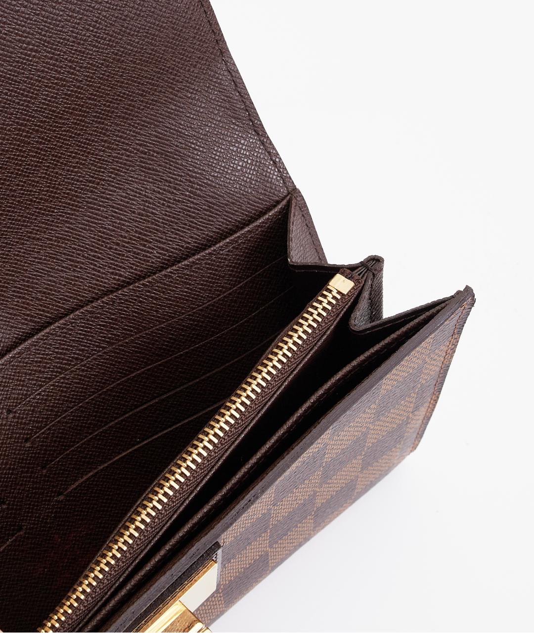 LOUIS VUITTON Коричневый кожаный кошелек, фото 7