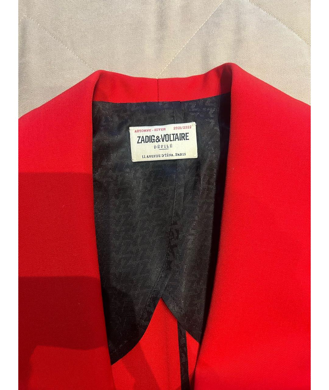 ZADIG & VOLTAIRE Красный шерстяной жакет/пиджак, фото 3