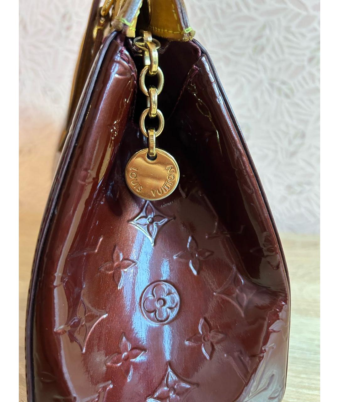 LOUIS VUITTON Бордовая кожаная сумка через плечо, фото 8