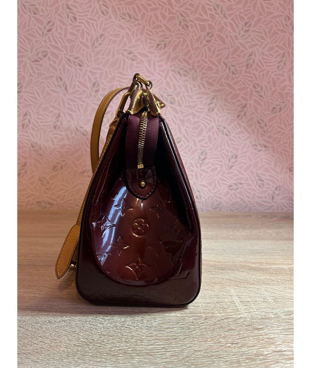 LOUIS VUITTON Бордовая кожаная сумка через плечо, фото 5