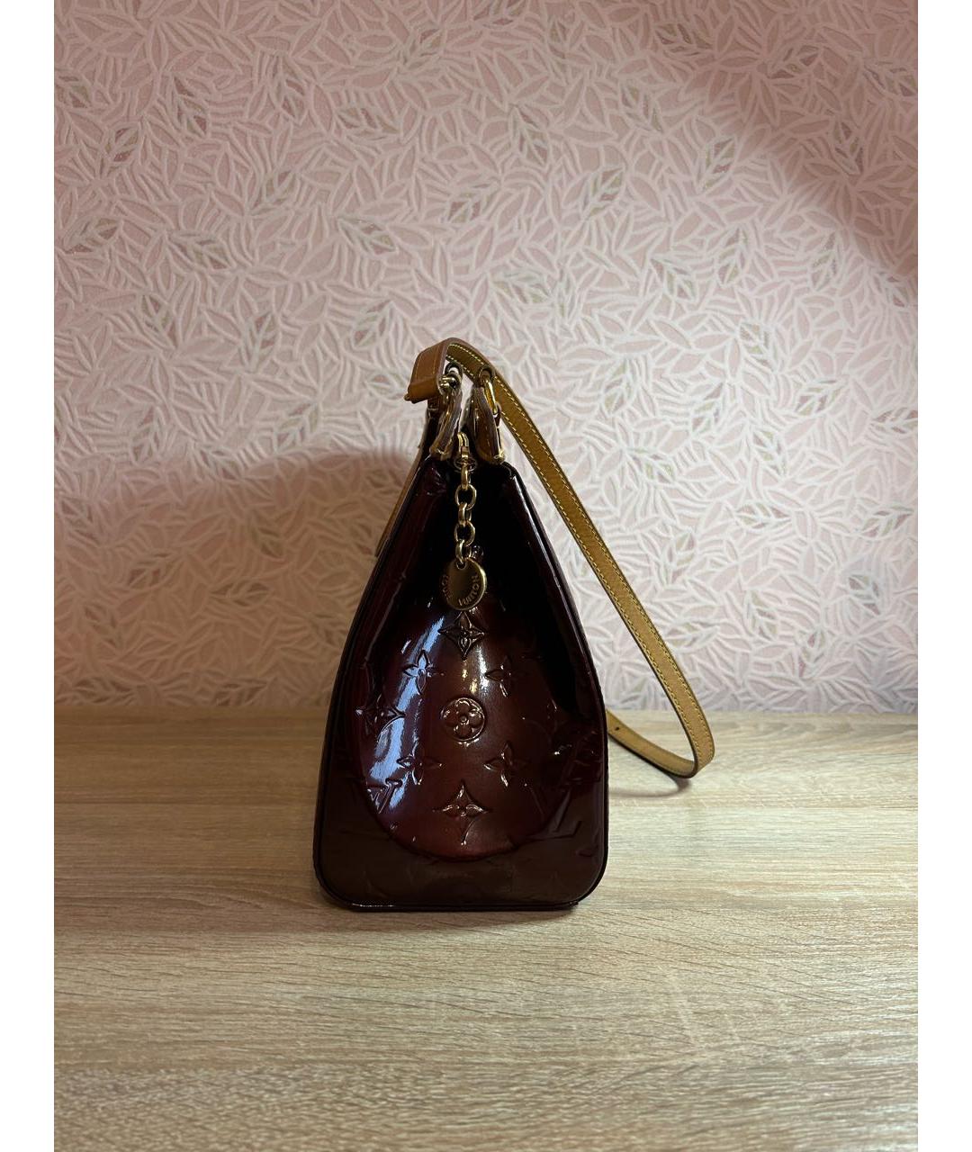 LOUIS VUITTON Бордовая кожаная сумка через плечо, фото 6