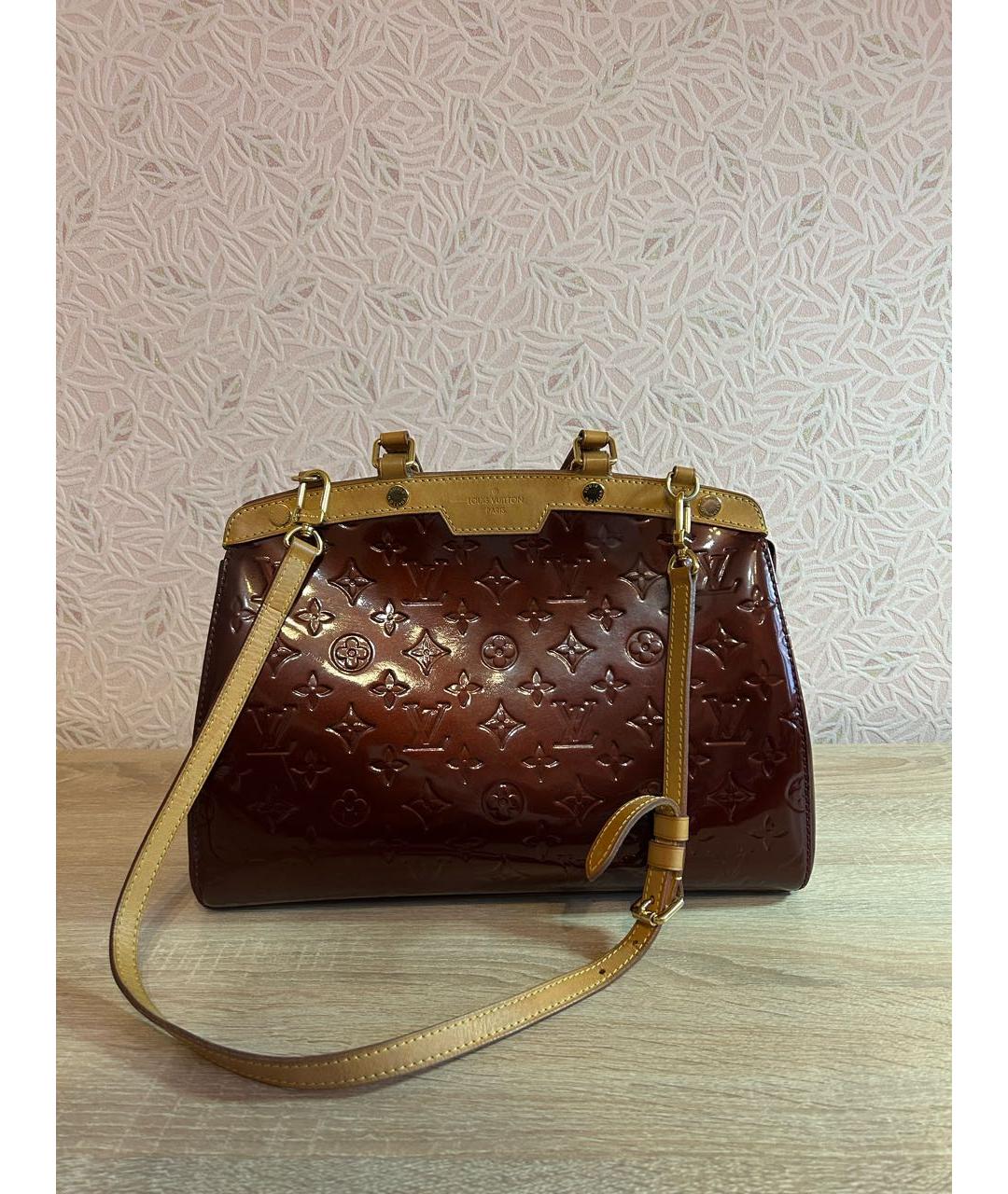 LOUIS VUITTON Бордовая кожаная сумка через плечо, фото 9