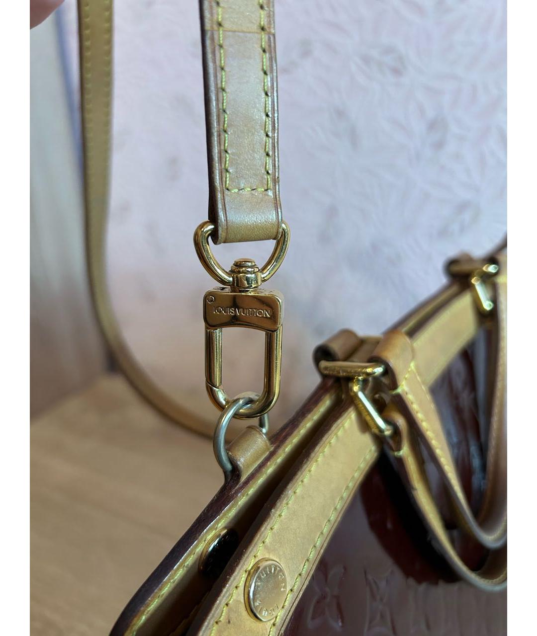 LOUIS VUITTON Бордовая кожаная сумка через плечо, фото 2