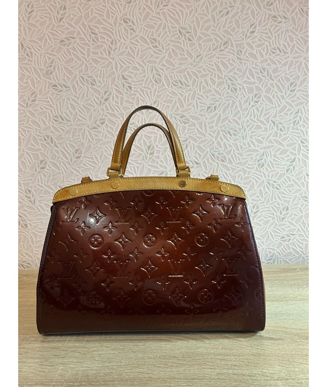 LOUIS VUITTON Бордовая кожаная сумка через плечо, фото 3