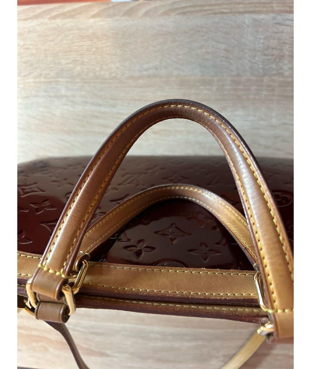 LOUIS VUITTON Бордовая кожаная сумка через плечо, фото 7