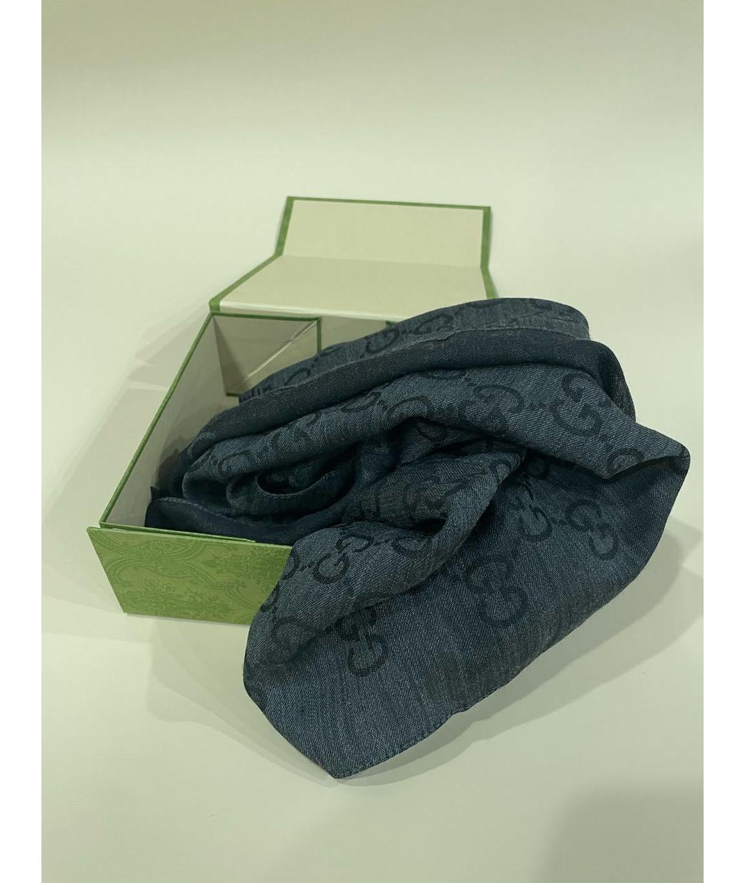 GUCCI Черный шелковый шарф, фото 6