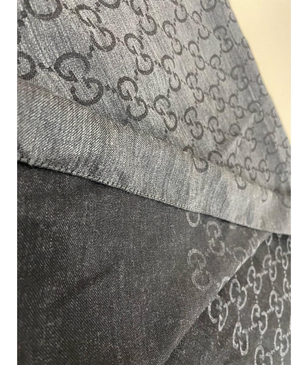 GUCCI Черный шелковый шарф, фото 8