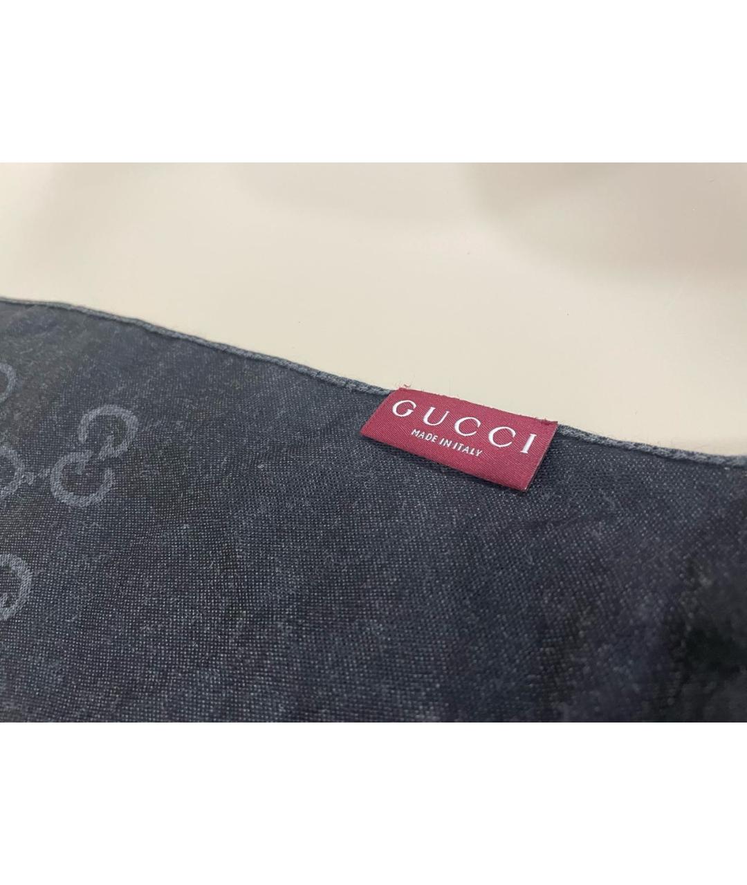 GUCCI Черный шелковый шарф, фото 2