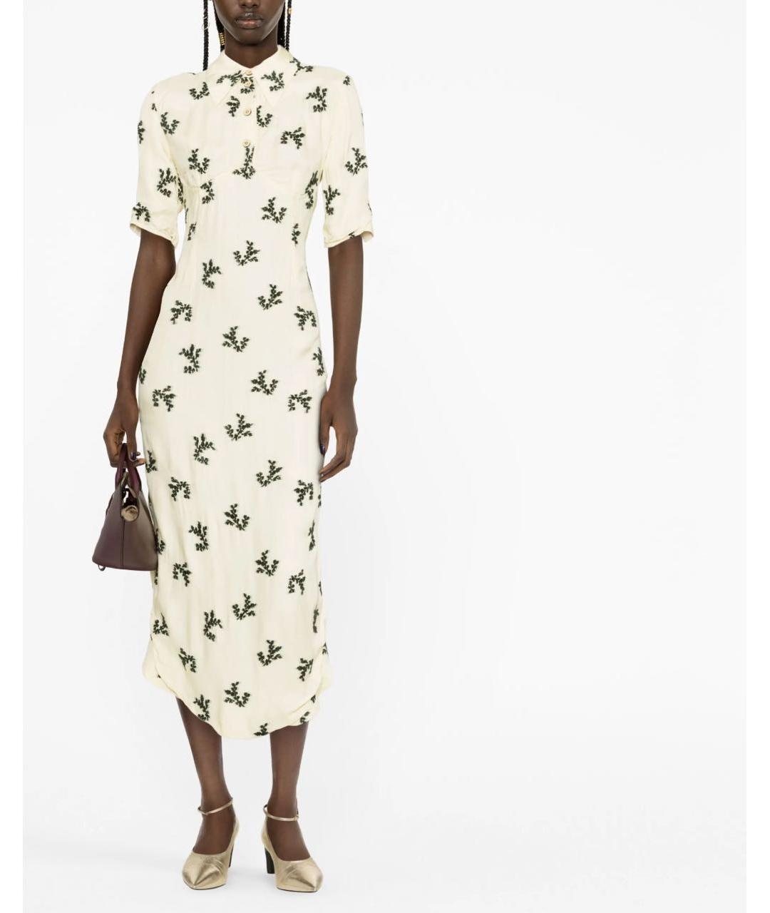 JIL SANDER Белое хлопковое коктейльное платье, фото 2