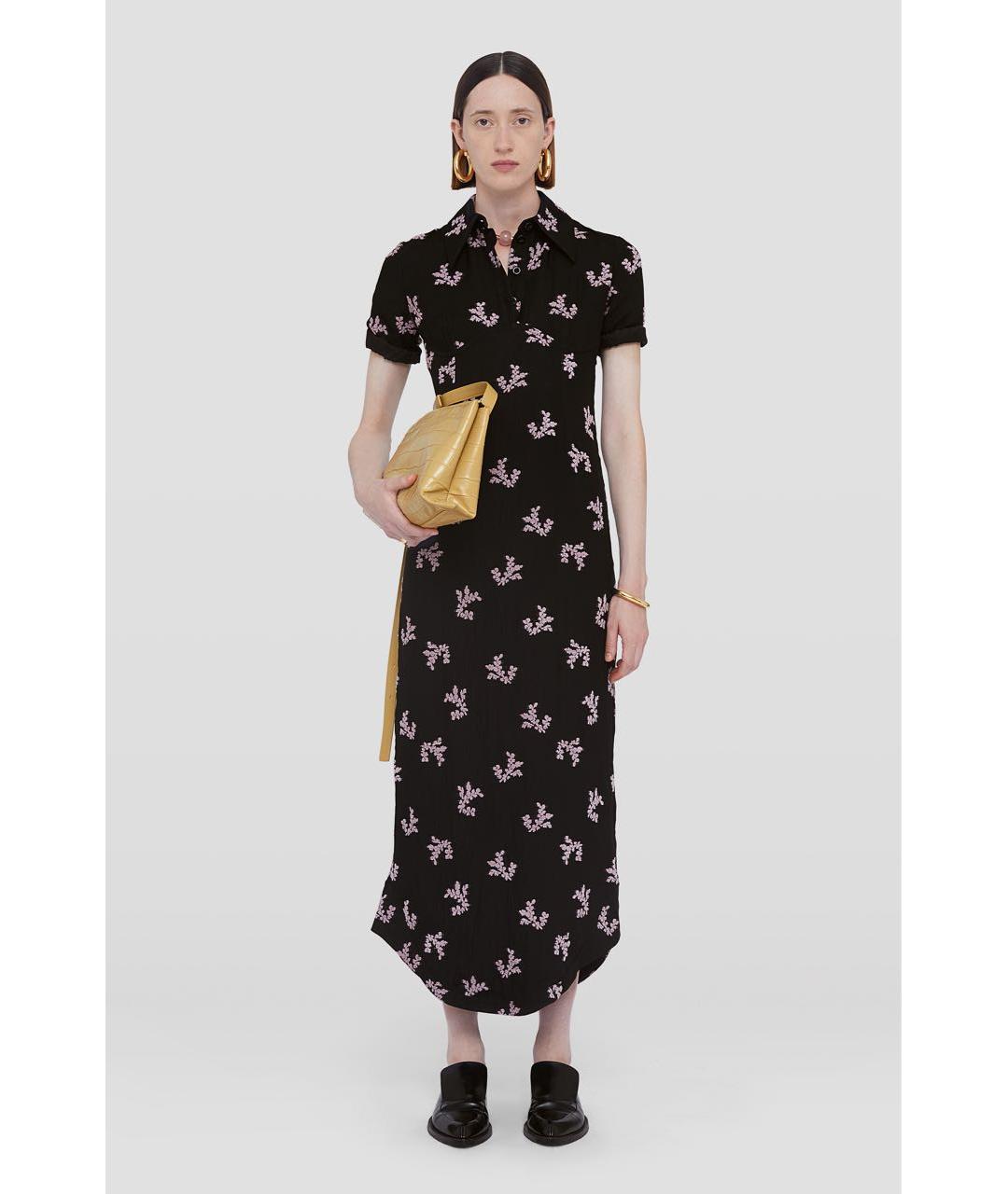 JIL SANDER Черное хлопковое коктейльное платье, фото 2