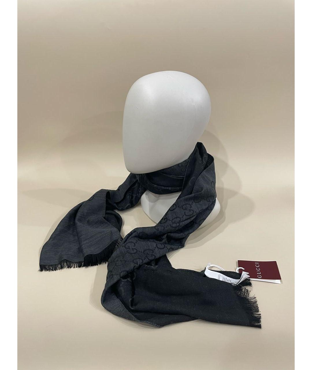 GUCCI Черный шелковый платок, фото 8
