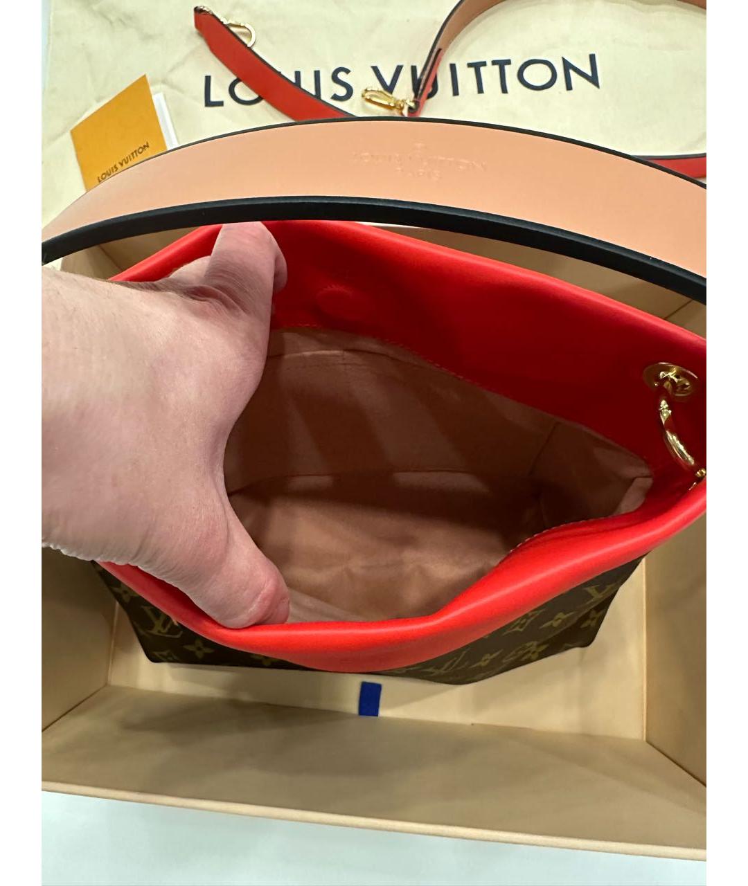 LOUIS VUITTON Коричневая кожаная сумка через плечо, фото 4