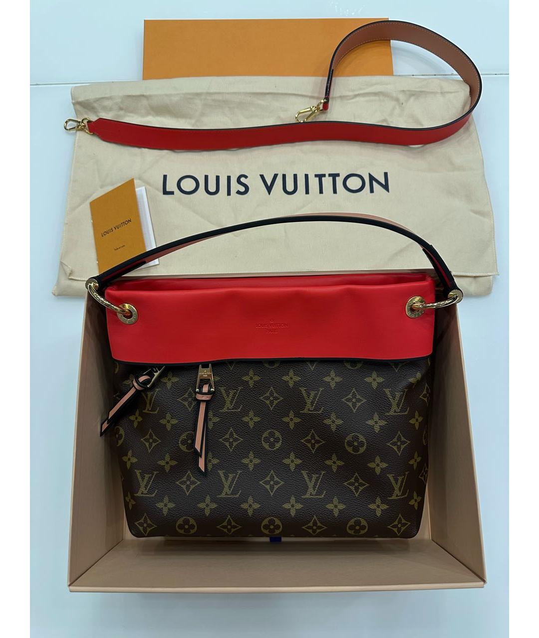 LOUIS VUITTON Коричневая кожаная сумка через плечо, фото 9