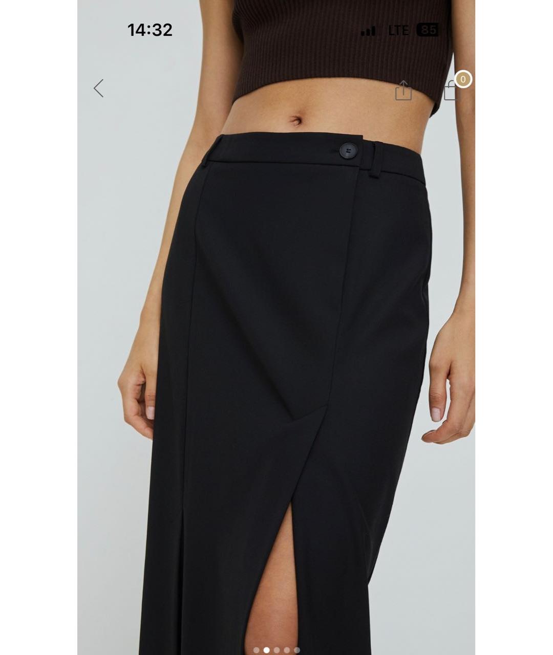 12 STOREEZ Черная вискозная юбка миди, фото 3