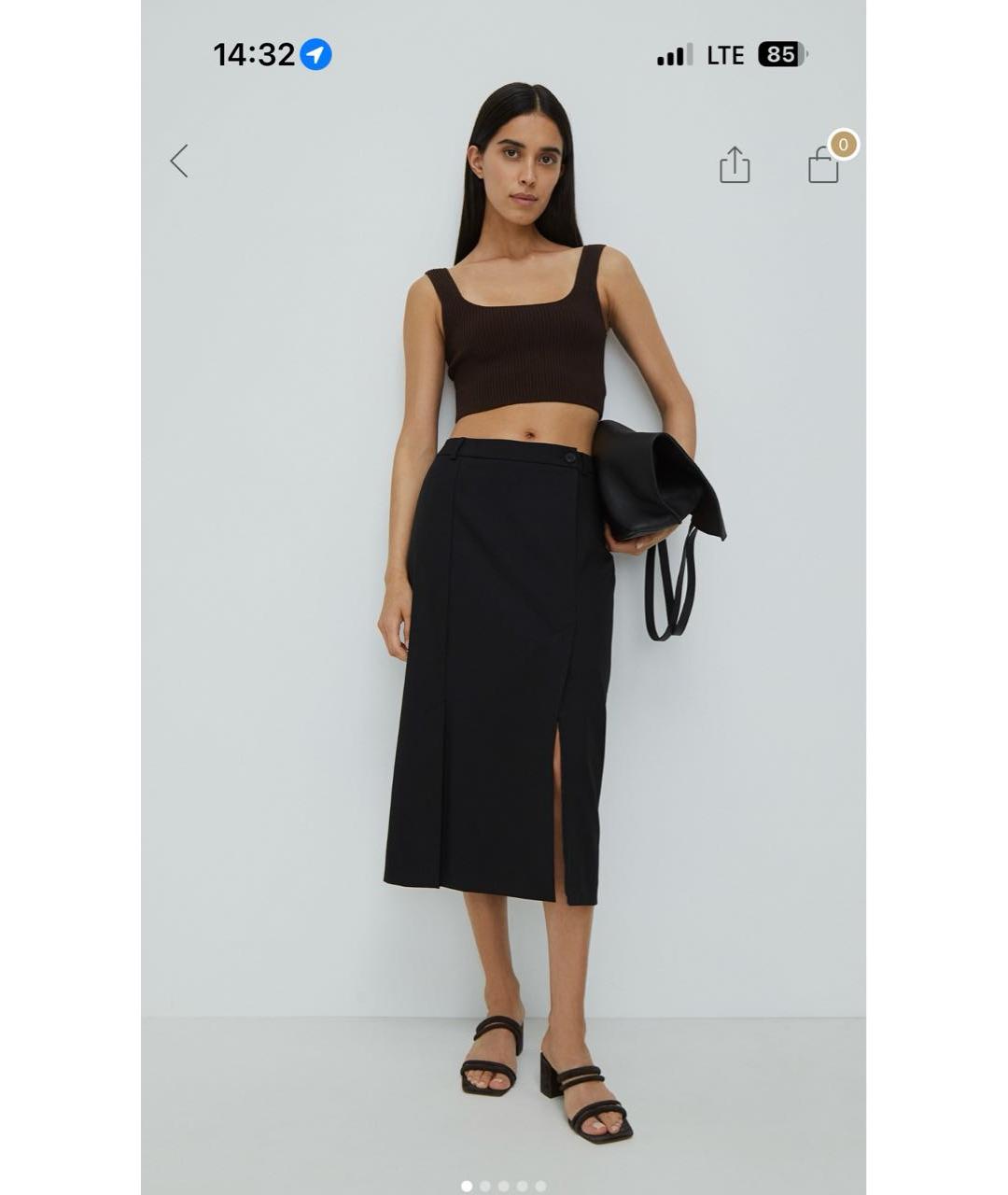 12 STOREEZ Черная вискозная юбка миди, фото 4