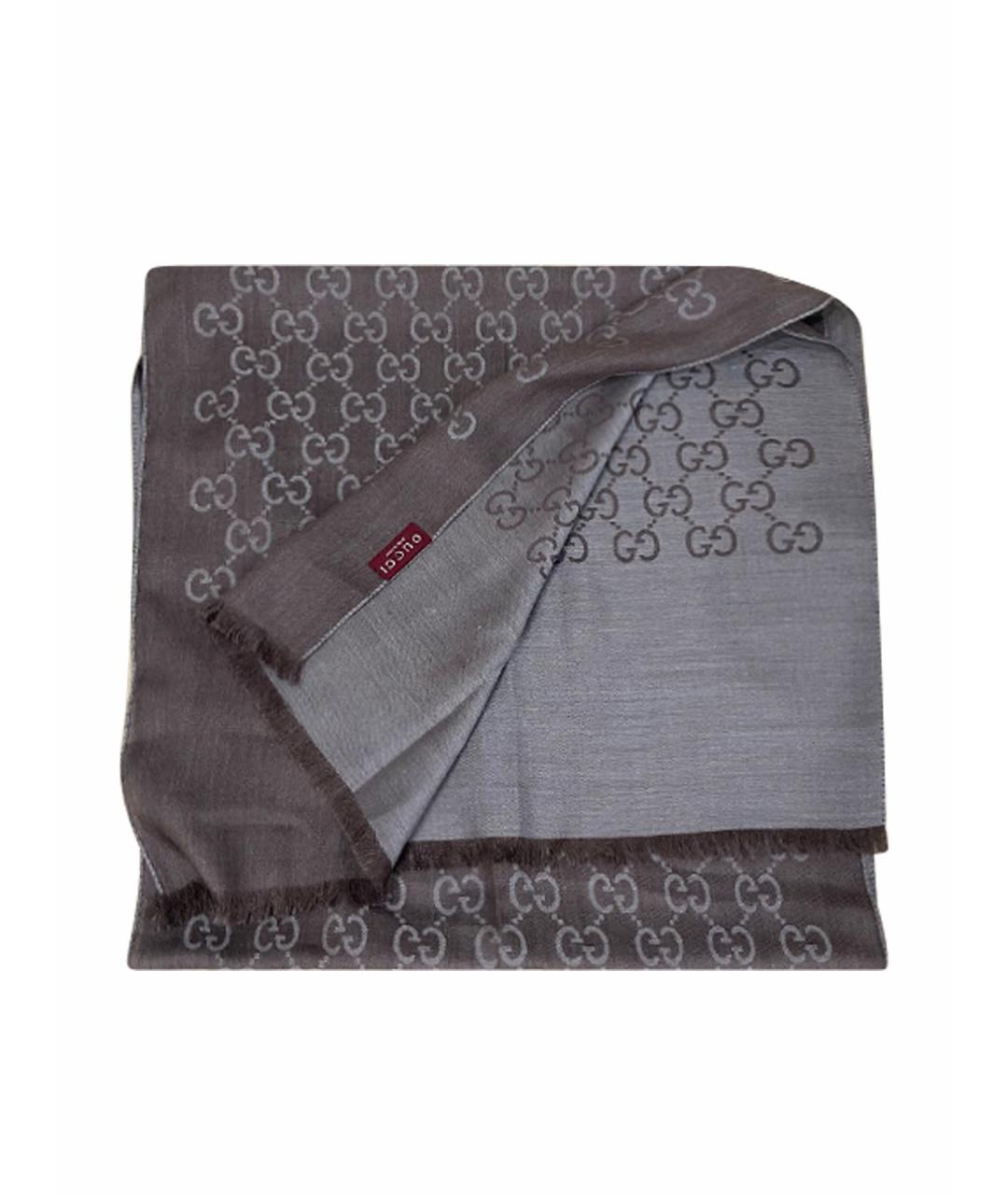 GUCCI Серый шелковый платок, фото 1