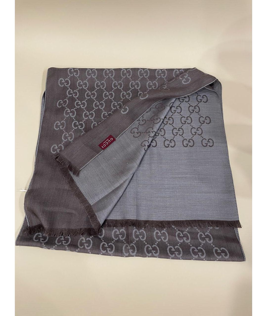 GUCCI Серый шелковый платок, фото 7