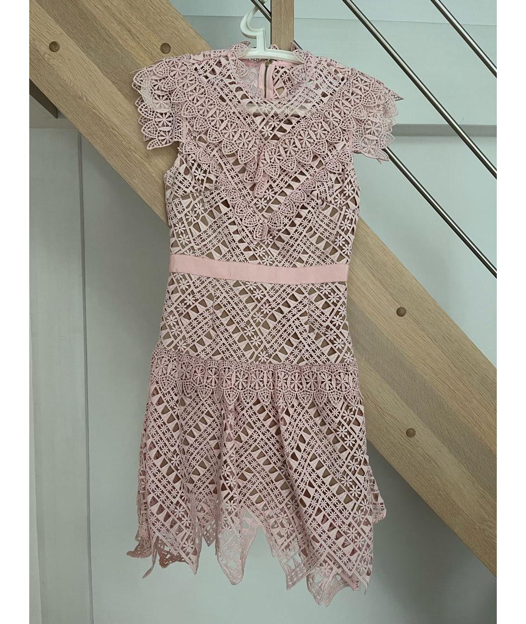 SELF-PORTRAIT Коралловое полиэстеровое коктейльное платье, фото 5