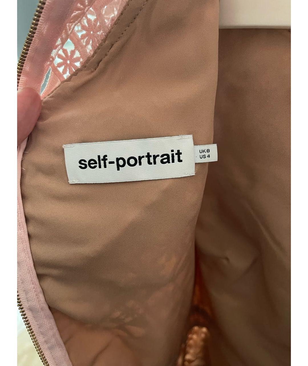 SELF-PORTRAIT Коралловое полиэстеровое коктейльное платье, фото 3