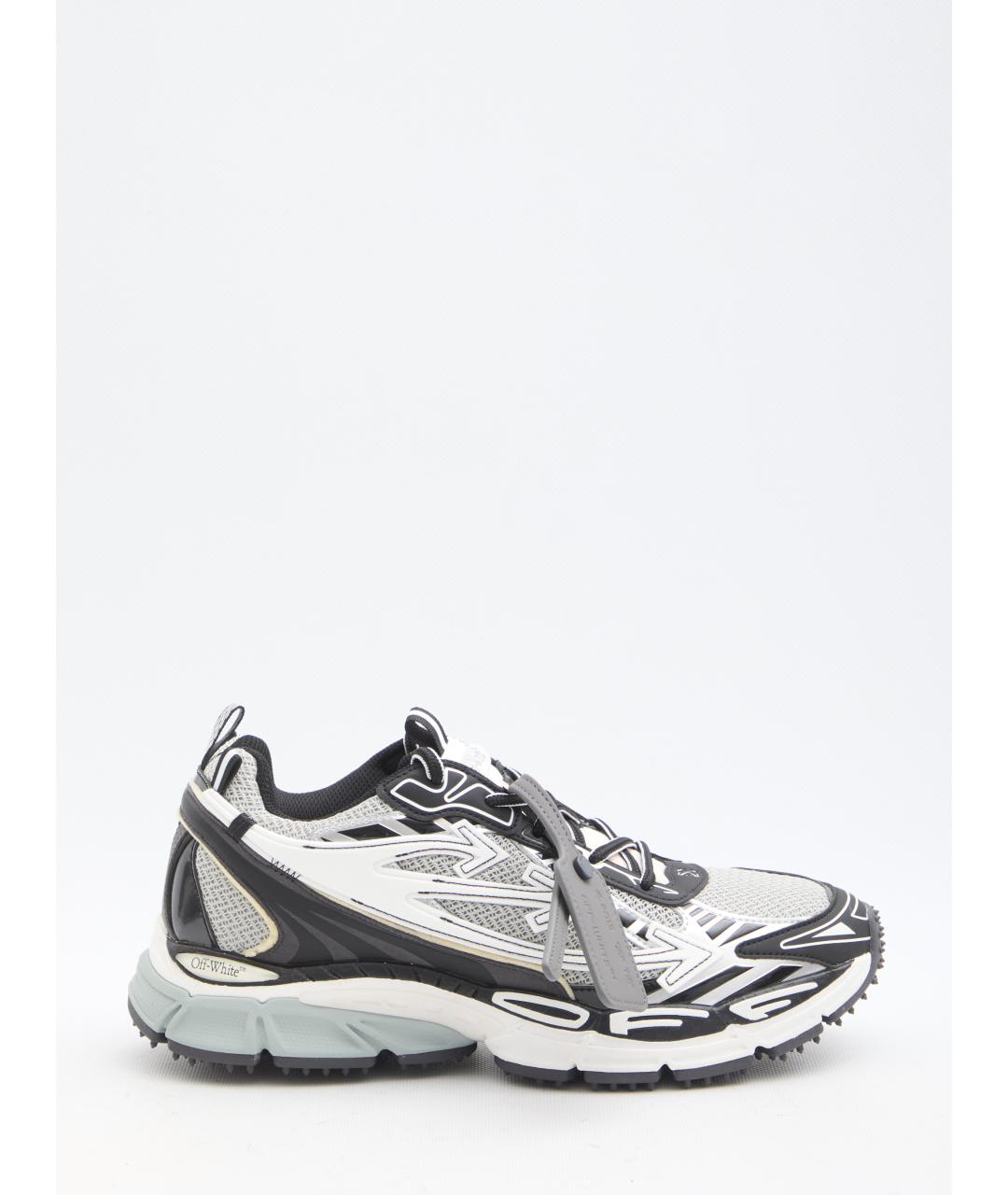 OFF-WHITE Антрацитовые кожаные низкие кроссовки / кеды, фото 1