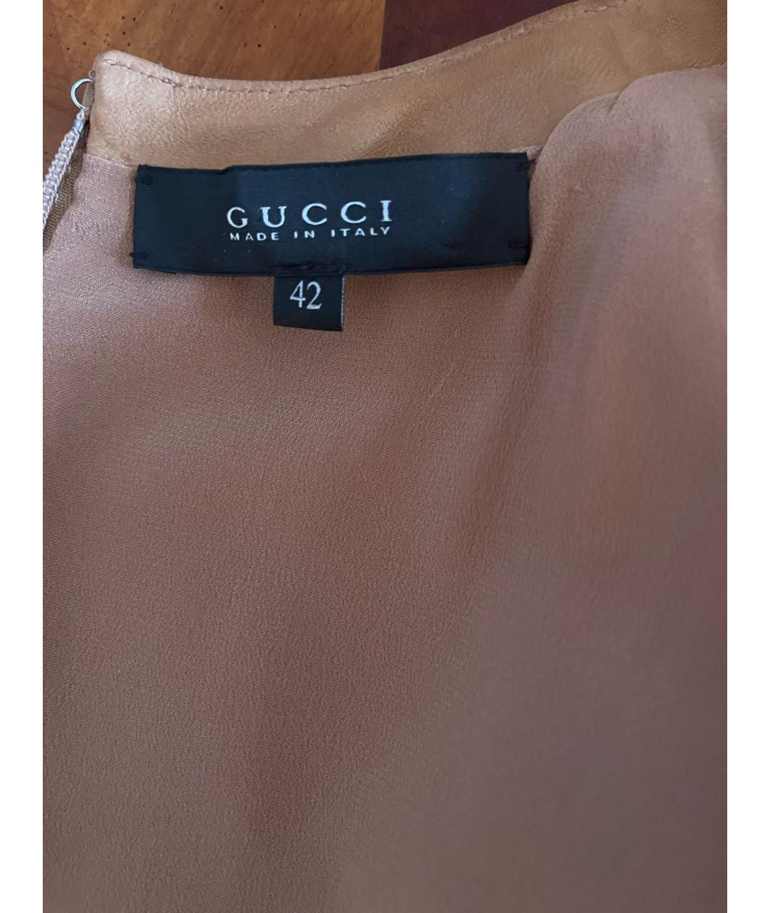 GUCCI Коричневое кожаное повседневное платье, фото 4