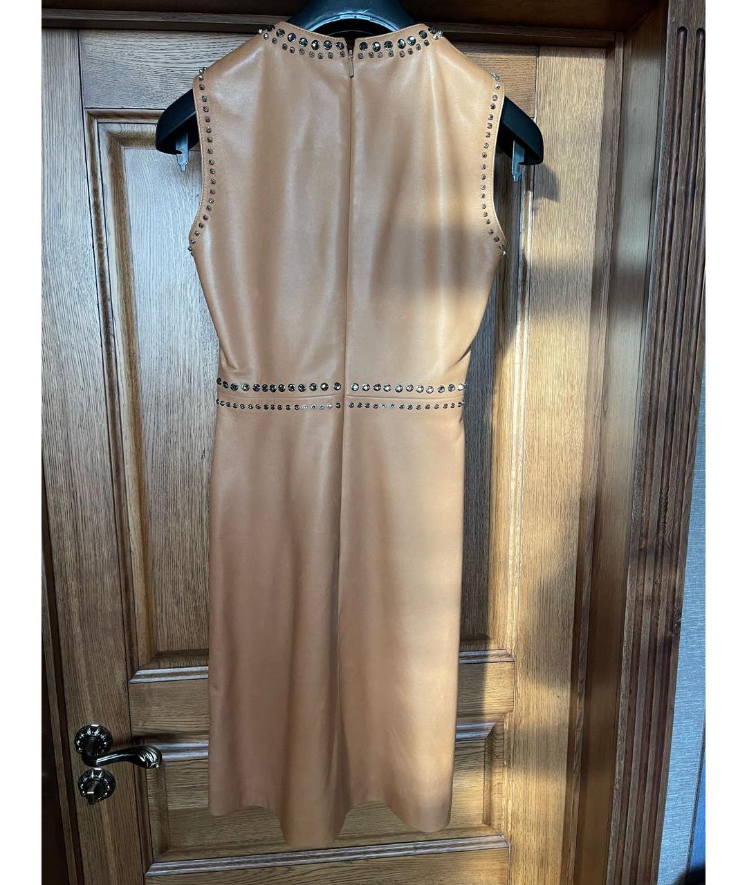 GUCCI Коричневое кожаное повседневное платье, фото 2