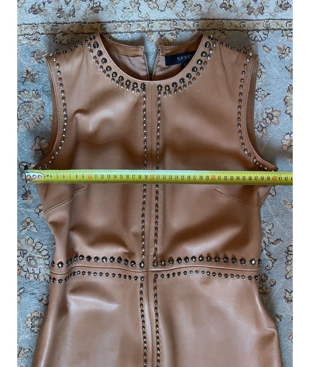 GUCCI Коричневое кожаное повседневное платье, фото 8