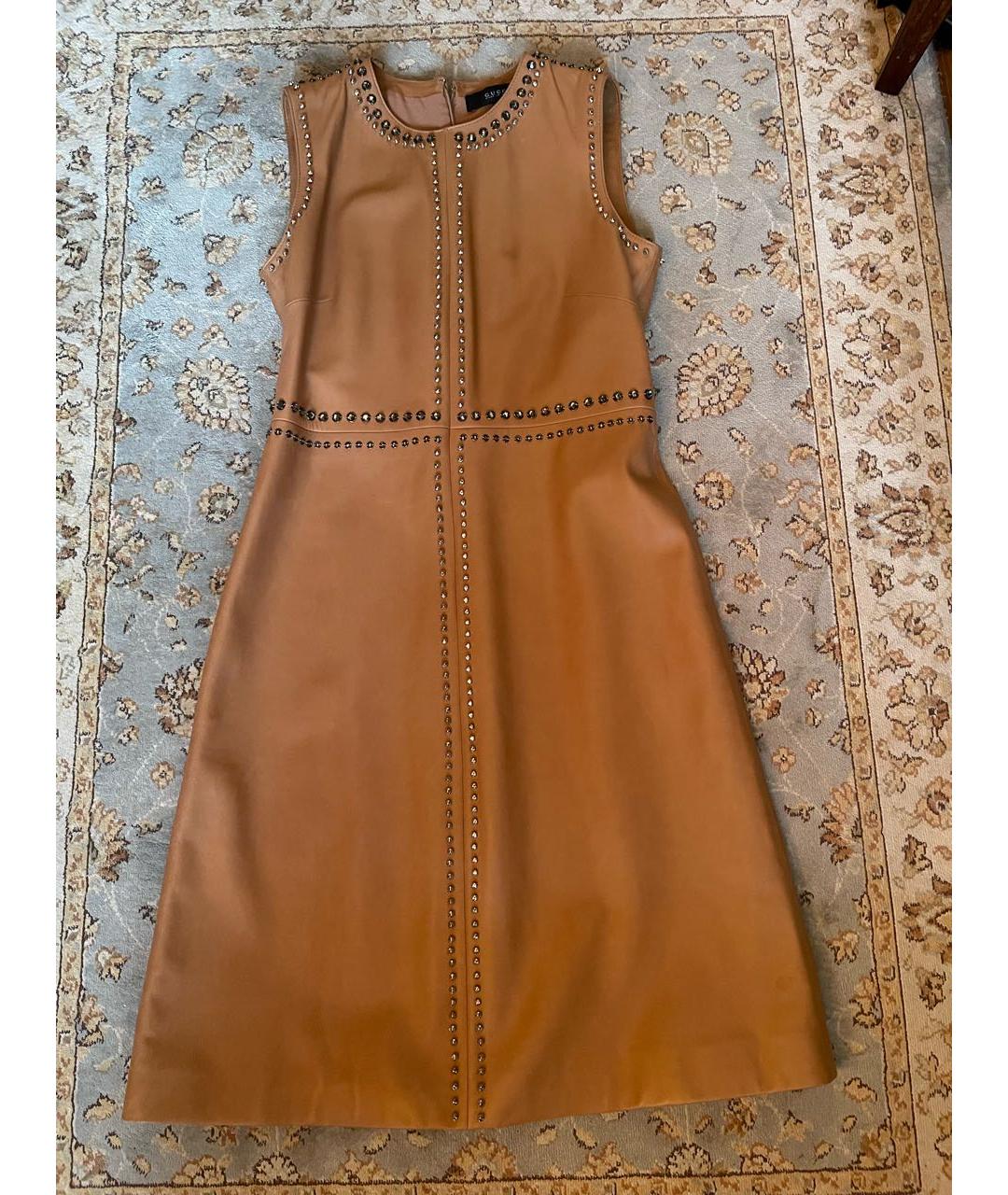 GUCCI Коричневое кожаное повседневное платье, фото 9