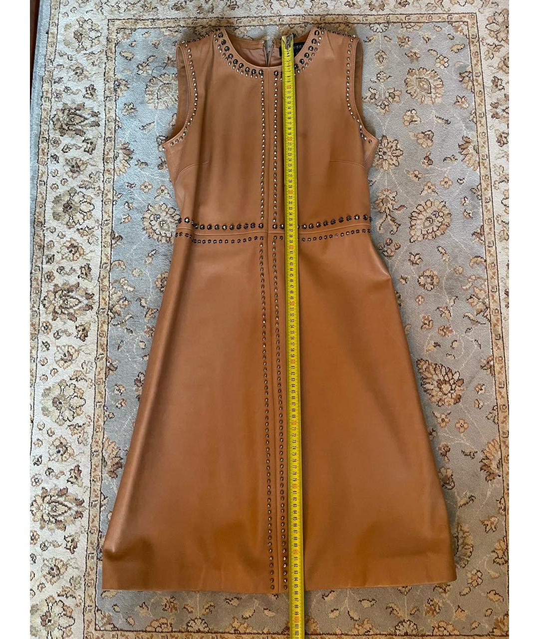 GUCCI Коричневое кожаное повседневное платье, фото 7