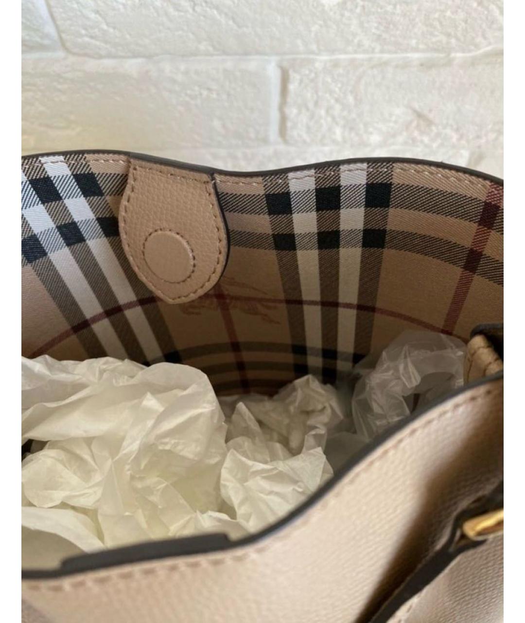 BURBERRY Бежевая кожаная сумка через плечо, фото 4