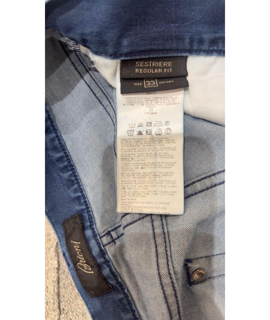 BRIONI Синие хлопковые прямые джинсы, фото 6
