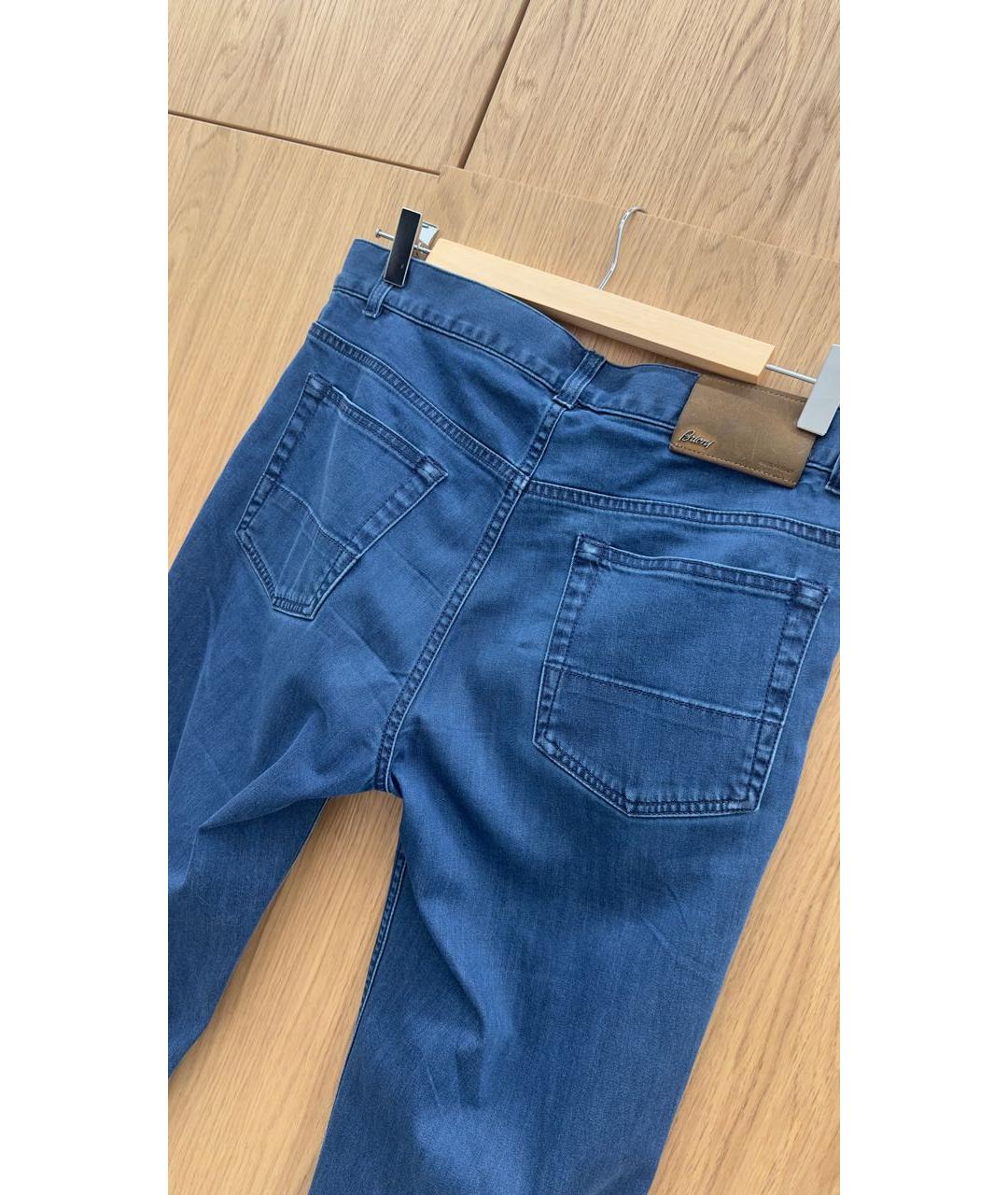 BRIONI Синие хлопковые прямые джинсы, фото 4