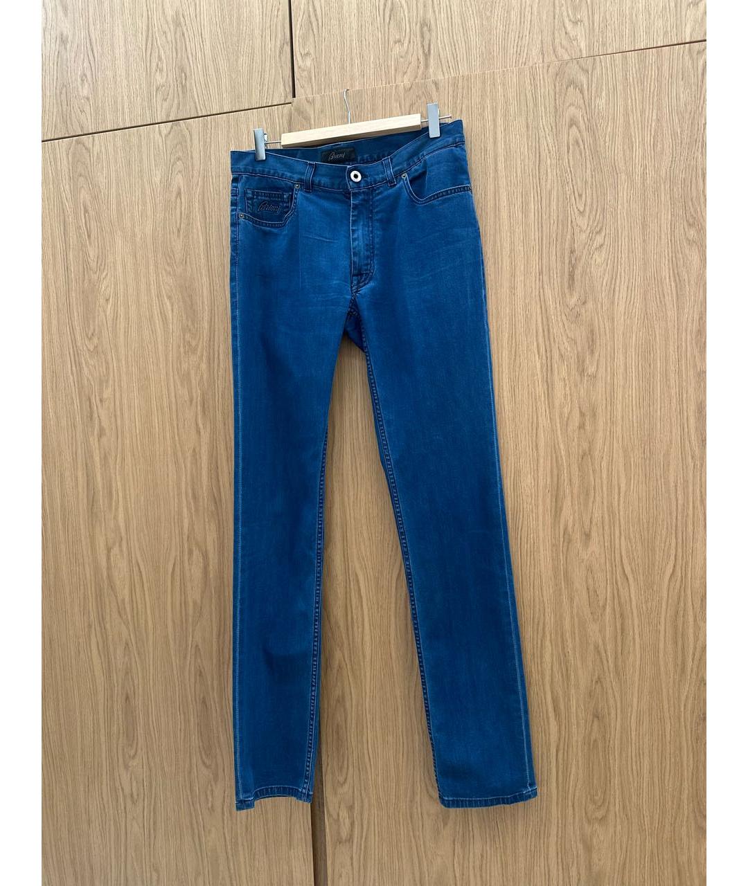 BRIONI Синие хлопковые прямые джинсы, фото 9