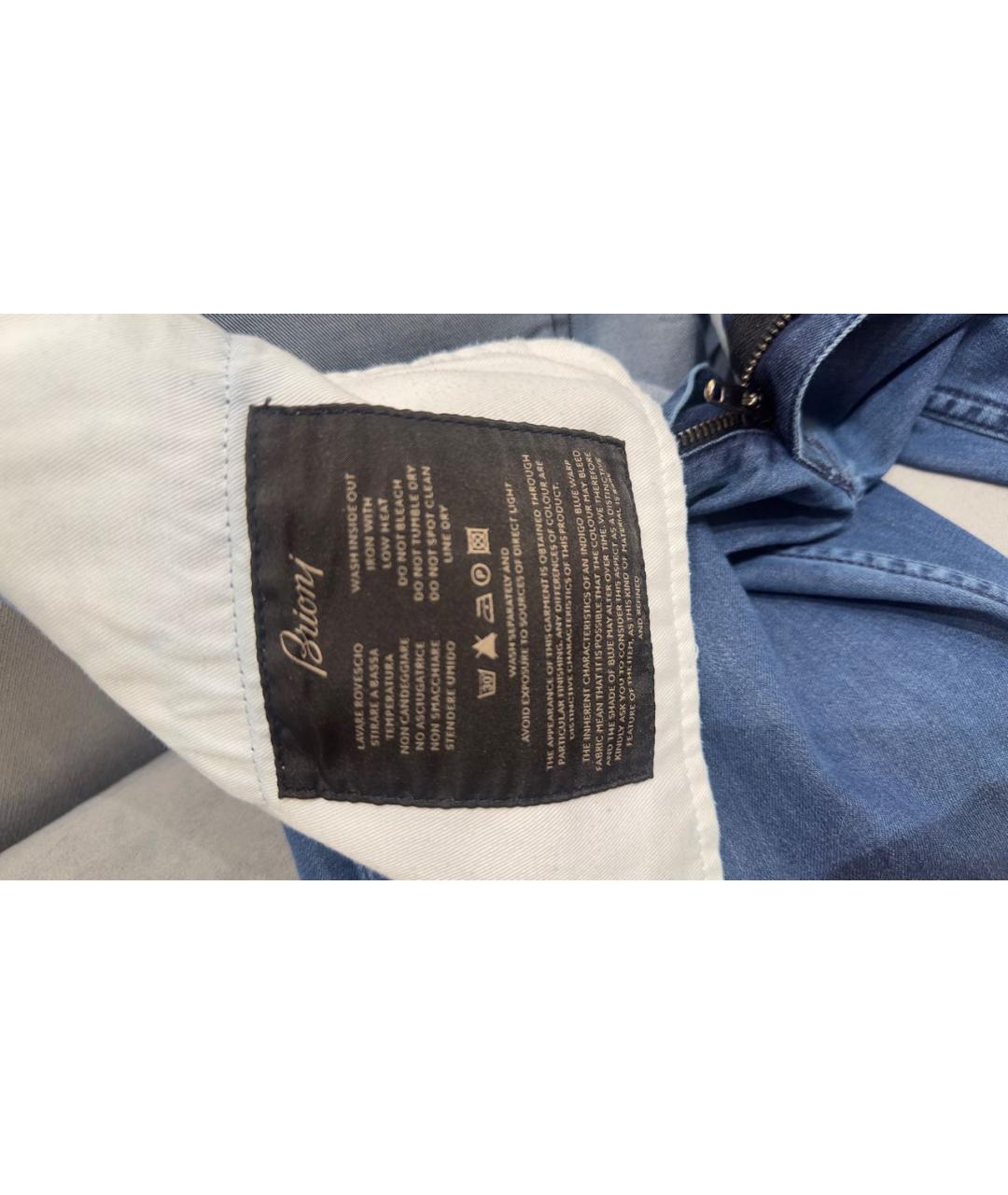 BRIONI Синие хлопковые прямые джинсы, фото 7