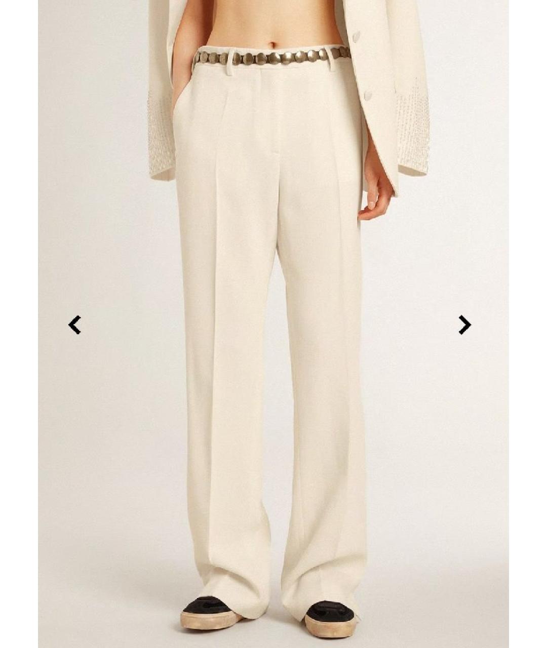 GOLDEN GOOSE DELUXE BRAND Бежевые вискозные прямые брюки, фото 6